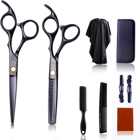 Ciseaux Coiffure Professionnel - 7 en 1 Kit Materiel Coiffure - noir