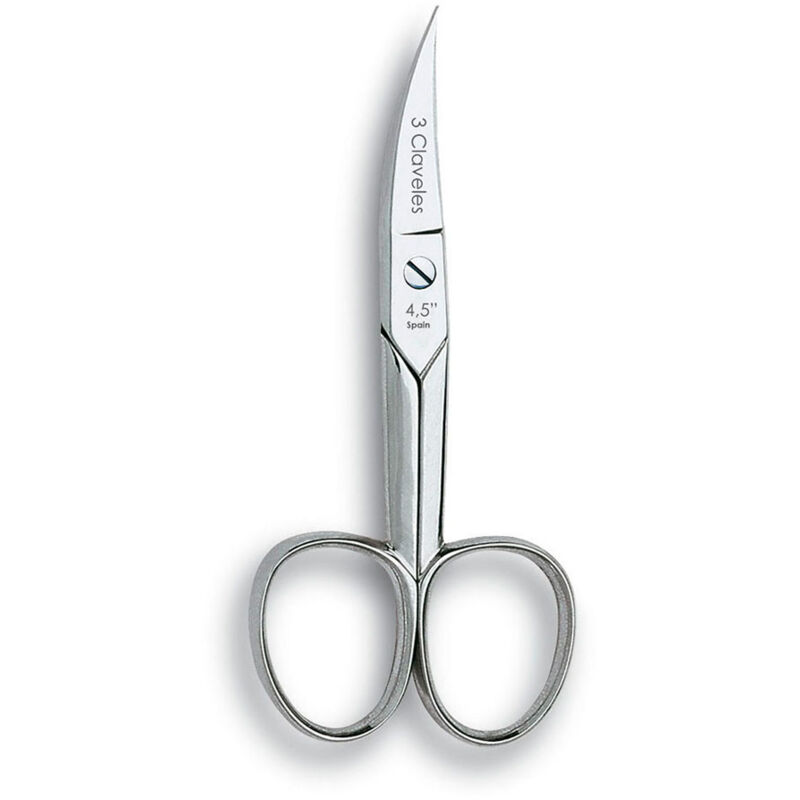 3 Claveles - Ciseaux à Ongles Courbés 4,5' - Lames Solides Résistantes et Pointues - Acier au Carbone Forgé à Chaud - Finition Brillant