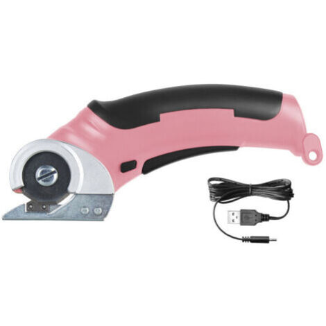 Ciseaux Couture Tissu 4.2V, Cutter Rotatif Électrique avec Batterie Intégrée, Puissant pour Tissu, Carton, Tapis, Cuir et Feutre, rose