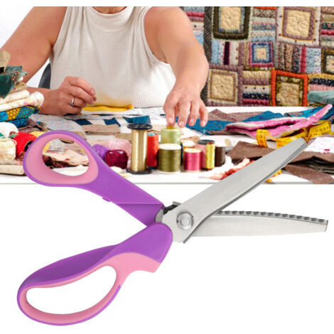 Ciseaux crantés à motifs ondulés pour tissu, papier et loisirs créatifs - Poignées colorées DIY (Dentelure 5mm)