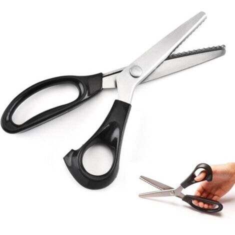 Ciseaux cranteurs pour couture, ciseaux couture professionnel en acier inoxydable pour coupe/couture de tissu papier feutre, Ciseaux Zig Zag pour Loisirs Créatifs et d'artisanat Noir