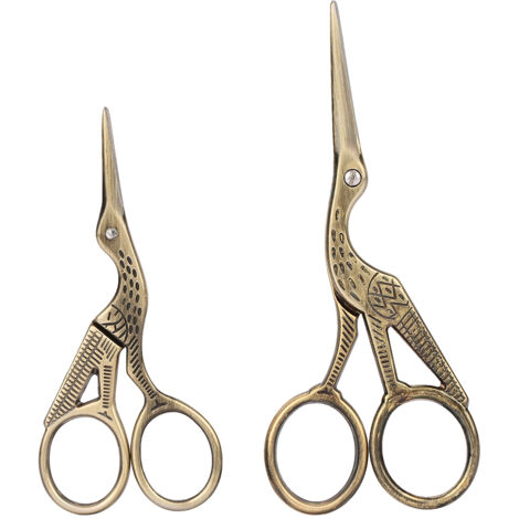 Ciseaux de Couture en Acier Inoxydable Bronze Rétro Forme Grue Deux Tailles