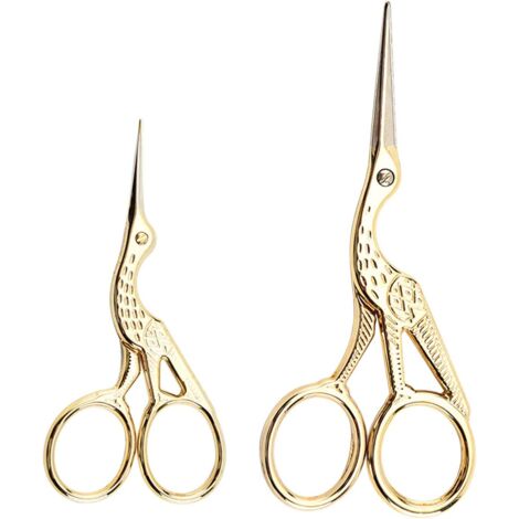 Ciseaux de couture vintage en forme de cigogne (lot de 2), acier inoxydable, lames tranchantes.