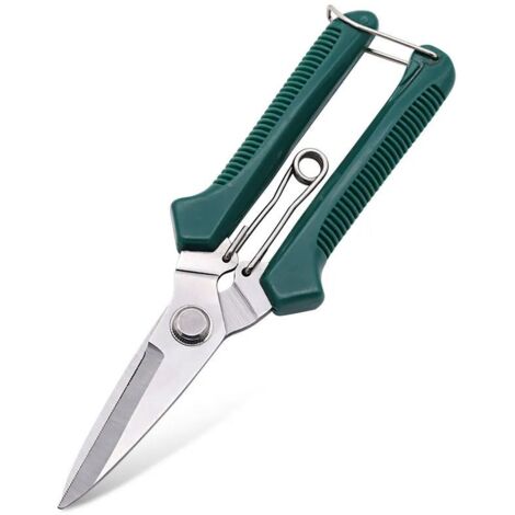 Ciseaux de cueillette 2,5mm, lame double ou dentée avec encoche, manche plastique PP en vert et rouge, acier inoxydable 3CR13 pour travaux de jardin