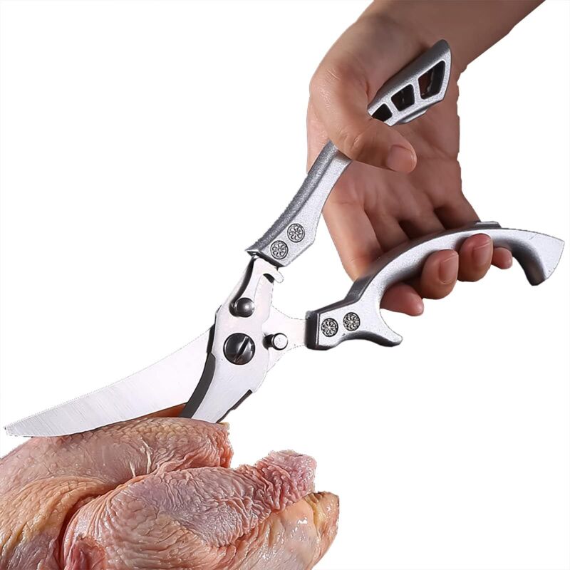 Ciseaux de cuisine avec fermeture de sécurité et mécanisme à ressort pour couper la viande, les os de poulet, le poisson et les légumes, ciseaux en