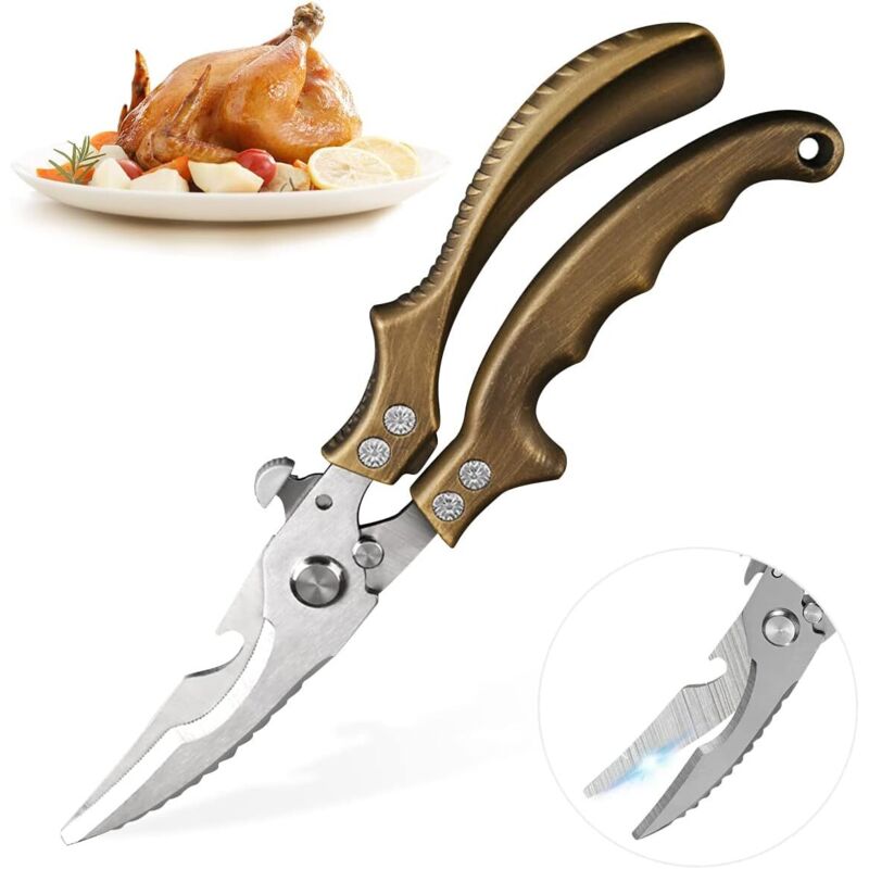 Ciseaux de cuisine multifonctions, ciseaux à volaille en acier inoxydable, ciseaux de cuisine professionnels tranchants en acier inoxydable pour