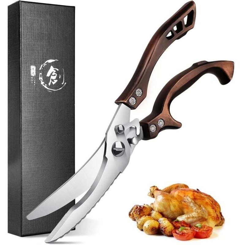 Ciseaux de Cuisine Professionnels, Ciseaux à Volaille en Acier Inoxydable, Ciseaux à Viande à Bord Dentelé, Ciseaux à os avec Boîte Cadeau pour