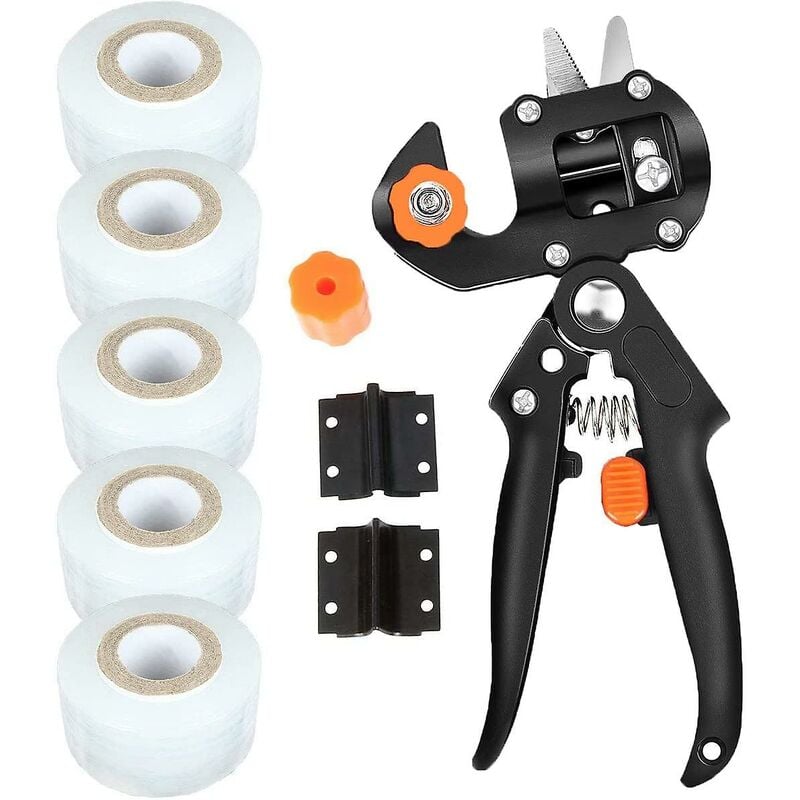 Ciseaux de Greffage Professionnels, Pince à Greffer 3 Lames Interchangeables (V, Ω, U) en Acier, Ciseaux Greffage, avec 5 Film Ruban, Idéale pour Les