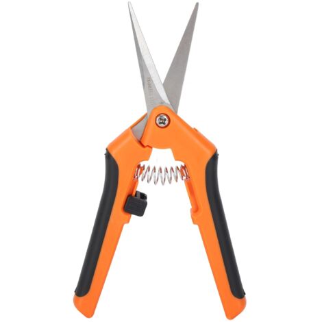 Ciseaux de Jardin Automatiques à Ressort avec Verrou Latéral en Acier Inoxydable Orange