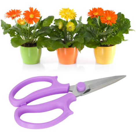 Ciseaux de jardin en acier allié, sécateur ergonomique pour plantes en pot et fleurs, outil de taille violet