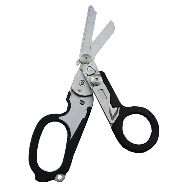 SNQ - Ciseaux de traumatologie multifonctionnels 6 en 1, ciseaux d'intervention d'urgence, ciseaux pliants en acier inoxydable avec étui, ciseaux