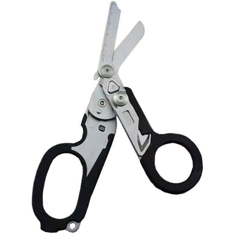 Coocheer - Ciseaux de traumatologie multifonctionnels 6 en 1, ciseaux d'intervention d'urgence, ciseaux pliants en acier inoxydable avec étui,