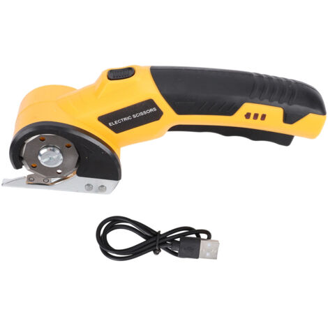Ciseaux électriques coupe-carton sans fil rechargeable avec double interrupteur de sécurité lumière LED pour l'artisanat du cuir de tapis sans lame
