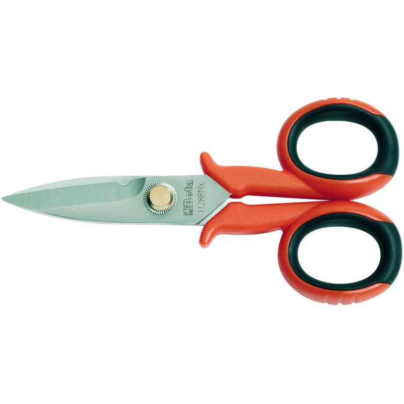 Beta - tools 1128BMX ciseaux pour électricien lames droites en acier inoxydable avec microdenture orange