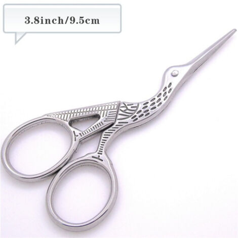 Ciseaux en acier inoxydable broderie croisée artisanat antique couture ciseaux pêche fil en acier inoxydable ciseaux tissu de coupe 1pcs (argent)