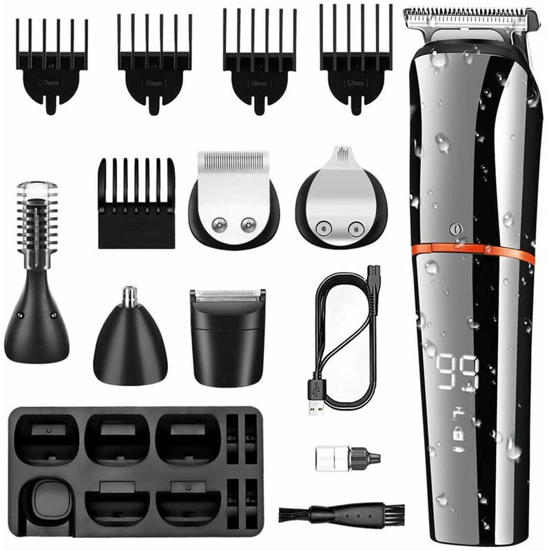 Jusch - Ciseaux et rasoir 6 en 1, lames en céramique, étanches, noirs