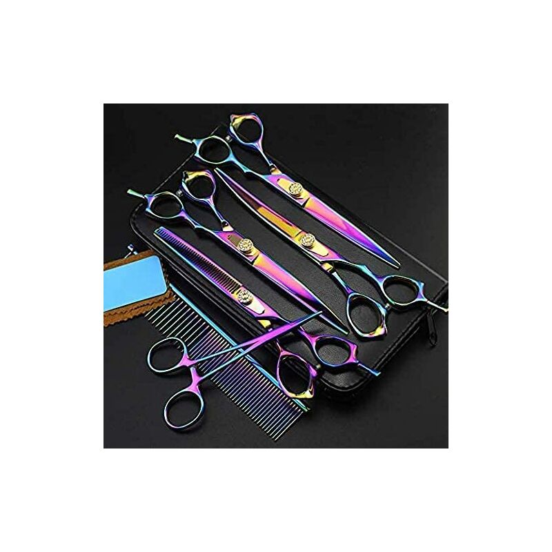 Thsinde - Ciseaux pour chiens professionnels de 7 pouces Ensemble de ciseaux de toilettage pour animaux de compagnie Puppy Cut Outil de raffinement