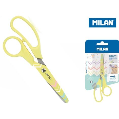 Ciseaux scolaires jaunes MILAN - Sûrs, en acier inoxydable