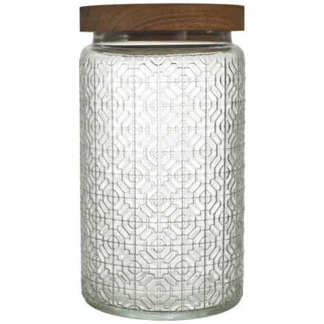 Cisele-Glas mit Akaziendeckel 1l Buntglas