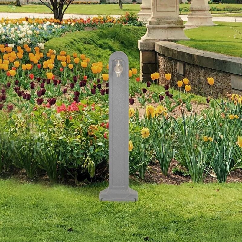 

Cisterna de jardín con grifo aspecto de piedra gris claro - Gris