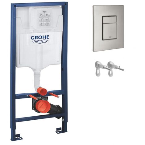 Cisterna empotrada Kit completo Rapid SL Grohe. Bastidor y pulsador SUPERSTEEL con anclajes
