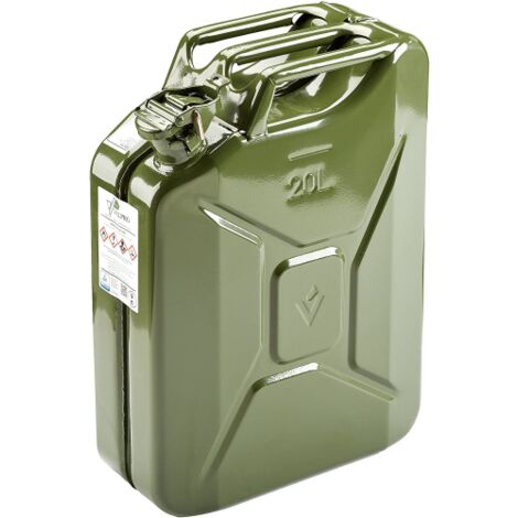 Citerne verte en me'tal homologue'e pour le transport des hydrocarbures essence et gasoil 20 litres sans embout