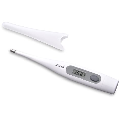 Citizen CTA303 - Termometro digitale resistente all'acqua, custodia antibatterica con allarme febbre, letture accurate e veloci per adulti e bambini, colore: bianco