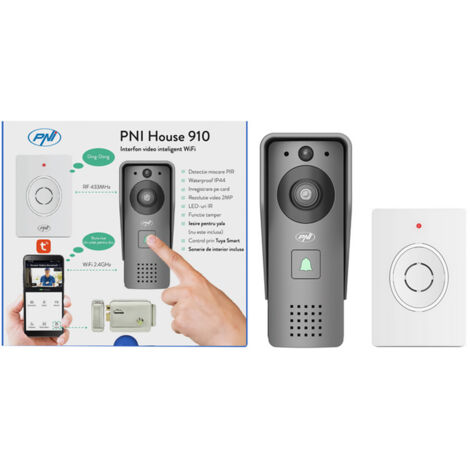 Citofono Wireless Campanello Esterno Monofamiliare App Smartphone PNI House 910