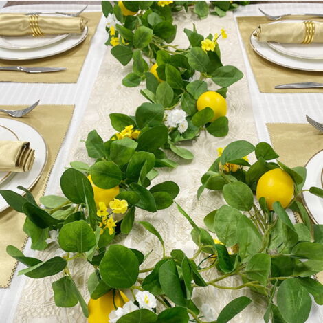 6 Guirlandes Citron Artificielles - 5.74 Pieds (1.75m) - Déco Murale Ou Table