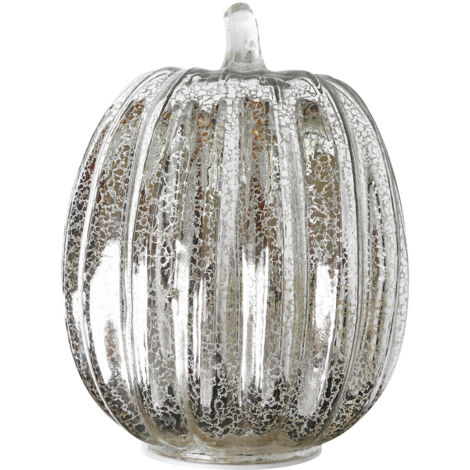 Citrouille décorative d'automne, élégantes guirlandes lumineuses en verre pour Thanksgiving, centre de table à LED, argent