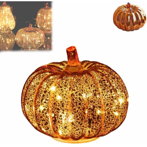 Citrouille décorative d'automne, élégantes guirlandes lumineuses en verre pour Thanksgiving, centre de table à LED, doré