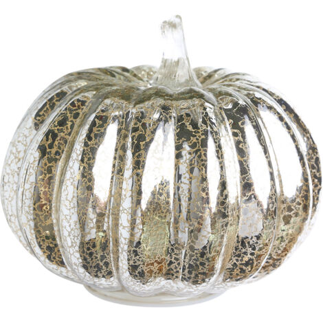 Citrouille lumineuse en verre, citrouille illuminée par LED, centre de table d'automne pour Thanksgiving, argent