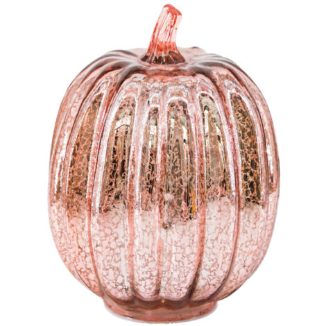 Citrouille lumineuse en verre, citrouille illuminée par LED, centre de table d'automne pour Thanksgiving, or rose