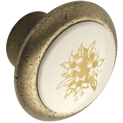 Citterio Möbelknopf Tampa ø 40mm - Knauf für Schrank mit Kunststoffeinlage - goldene Blume, Zinkdruckguss Bronze matt / Kunststoff