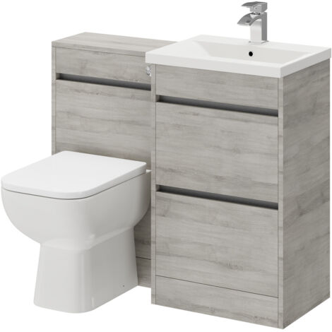 City Molina Ash 1000mm 2 Drawer Vanity Unit Toilet Suite
