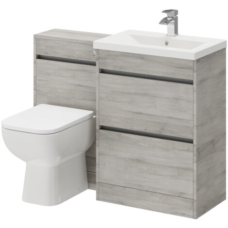 City Molina Ash 1100mm 2 Drawer Vanity Unit Toilet Suite