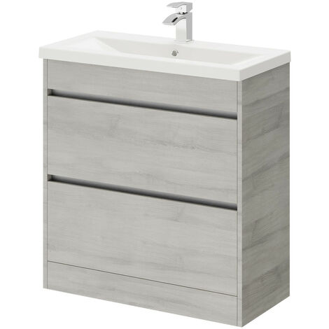 City Molina Ash 800mm 2 Drawer Vanity Unit Including Basin
