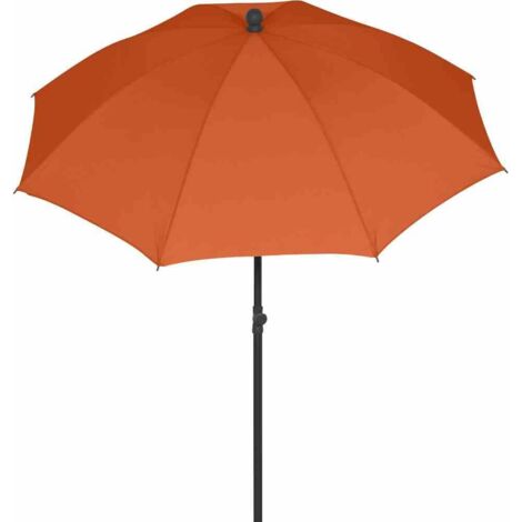CITY Push Mittelstockschirm Ø180 cm terracotta Gestell Stahl anthrazit, Bezug 100% Polyester PA-beschichtet, 160g/m² terracotta, UPF 50+