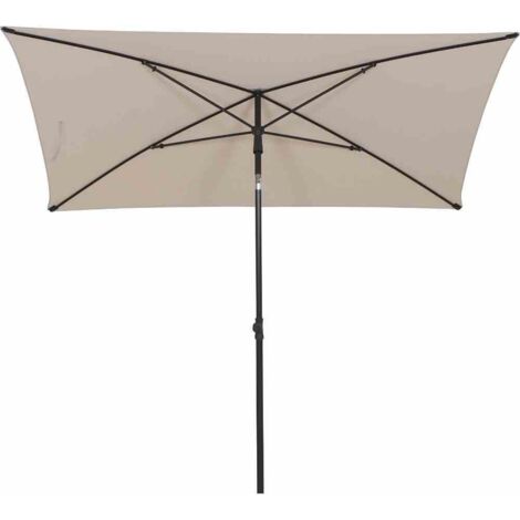 CITY Push Mittelstockschirm 210x140 cm beige Gestell Stahl anthrazit, Bezug 100% Polyester PA-beschichtet, 160g/m² beige, UPF 50+