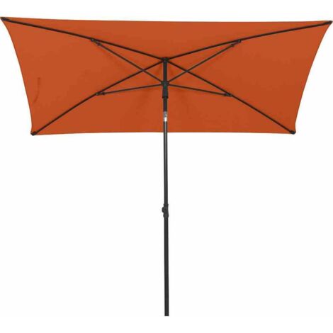 CITY Push Mittelstockschirm 210x140 cm terracotta Gestell Stahl anthrazit, Bezug 100% Polyester PA-beschichtet, 160g/m² terracotta, UPF 50+