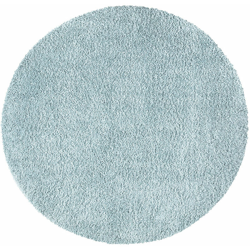 City - Tapis Rond à Poils Longs doux softy, Tapis de Salon, Chambre, Couloir (Bleu Azur - 80x80cm)