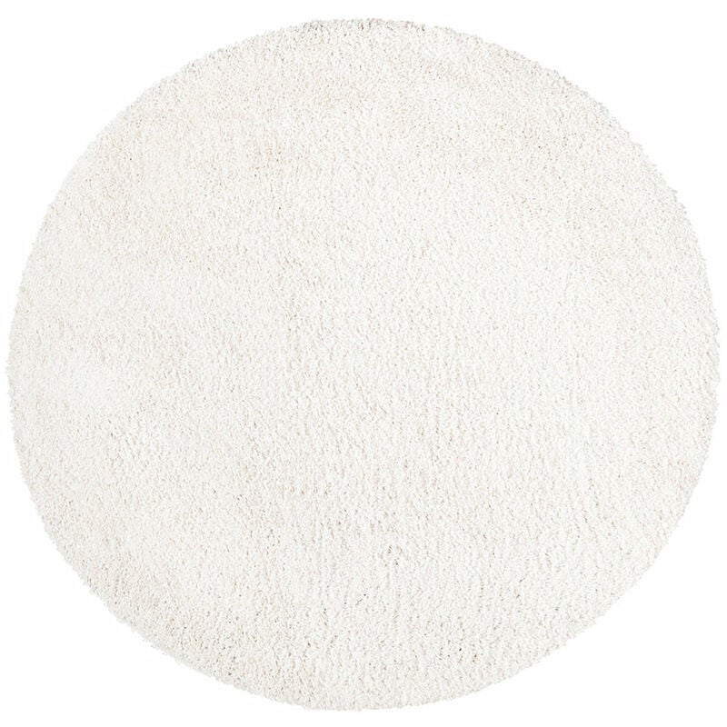 City - Tapis Rond à Poils Longs doux softy, Tapis de Salon, Chambre, Couloir (Blanc Crème - 80x80cm)