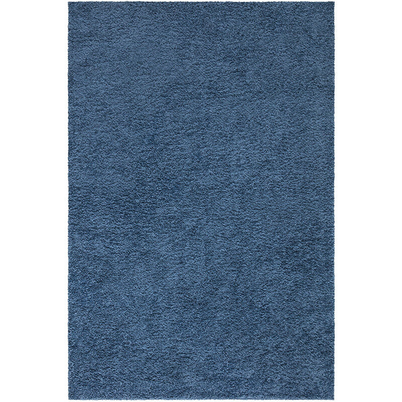 Tapis à Poils Longs doux softy, Tapis de Salon, Chambre, Couloir (Bleu marine - 150x150cm)