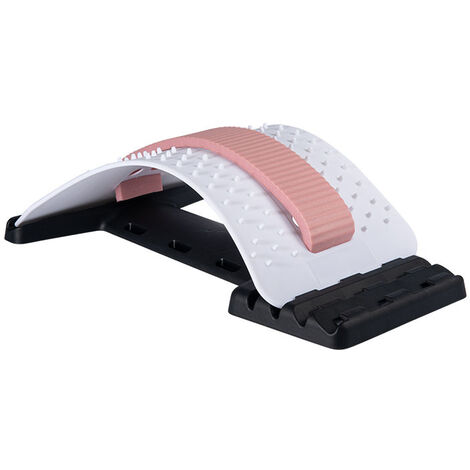 Civière dorsale-Dispositif d'étirement de la douleur au bas du dos et de la colonne lombaire, correcteur de posture-Support dorsal de chaise de bureau Gain de tension musculaire,Blanc et rose