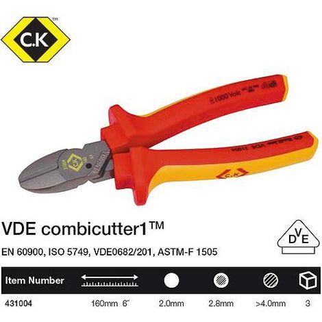 VDE Combi Pince 180 mm isolé dentées Mors coupante plat Pince Pince