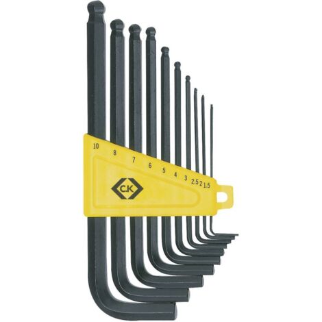 C.K 6 pans intérieurs Jeu de clés mâles coudées 1.5 mm, 2 mm, 2.5 mm, 3 mm, 4 mm, 5 mm, 6 mm, 7 mm, 8 mm, 10 mm 10 pièc