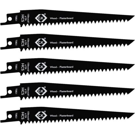 C.K T0821 Lame per sega a sciabola 6 tpi, confezione da 5 pz Lunghezza lama della sega 150 mm 5 pz.