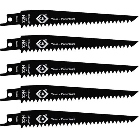 C.K T0821 LAMES DE SCIE SABRE 6 TPI, LOT DE 5 LONGUEUR LAME DE SCIE 150 MM 5 PC(S)