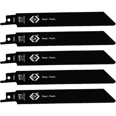 C.K T0823 Lame per sega a sciabola 24 tpi, confezione da 5 pz Lunghezza lama della sega 150 mm 5 pz.