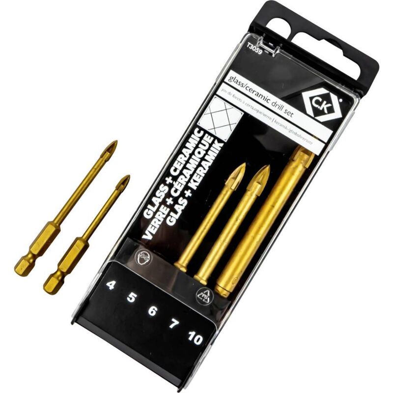 C.k Magma - c.k T3059 Jeu de forets spécial verre 5 pièces 4 mm, 5 mm, 6 mm, 7 mm, 10 mm 1 set